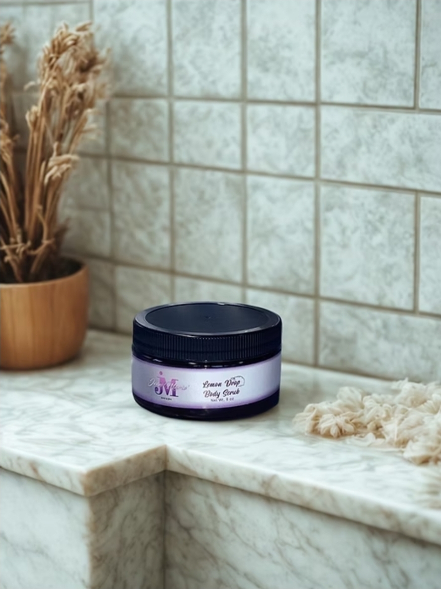 Lemon Drop body scrub in a spa setting